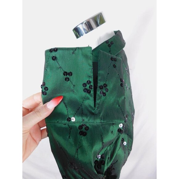 Cachet Jacket Womens 12 Green Embellished Satin Finish Rhinestone Buttons Dressy - Picture 5 of 12
